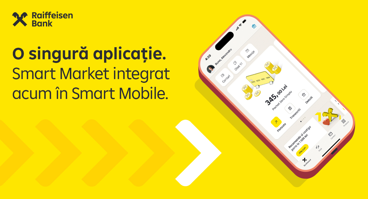 Raiffeisen Bank integrează Smart Market direct în Smart Mobile, simplificând experiența digitală a clienților