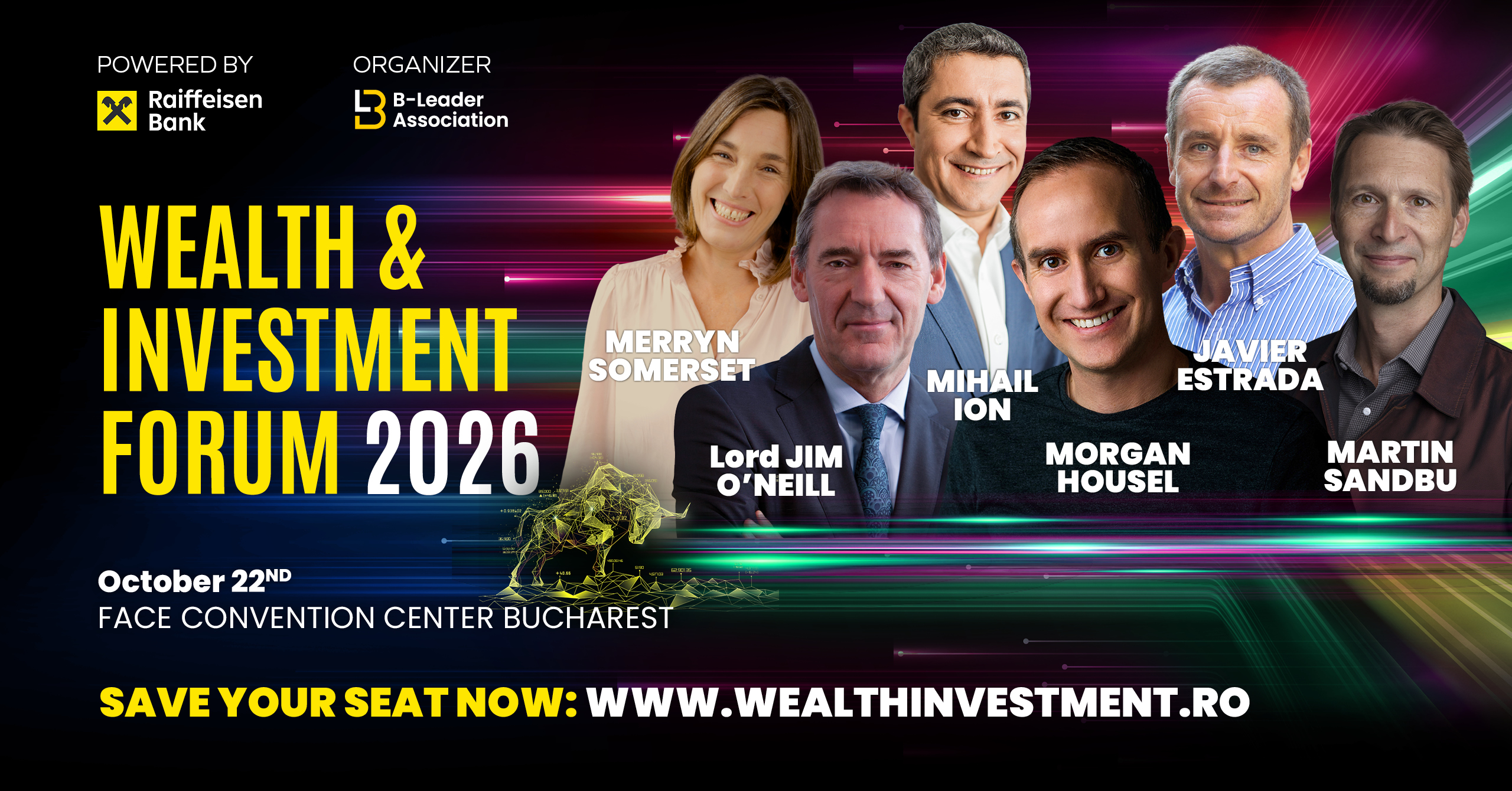 Morgan Housel, Lord Jim O’Neill, Merryn Somerset Webb, Javier Estrada și Martin E. Sandbu vin pentru prima dată în România, la Wealth & Investment Forum 2026